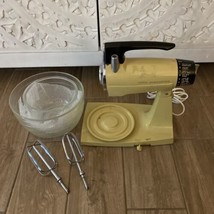 Vintage Yellow Sunbeam Mixmaster 12 Speed Stand Mixer With Bowls- Tested... - $69.99