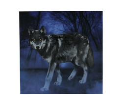 Lone Wolf In the Blue Misty Moonlit Forest Canvas Print - £22.37 GBP
