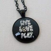 Live Love Play Soccer Sports Team Black Cabochon Pendant Chain Necklace Round - $3.00