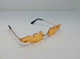 Slim Rimless Flame Hot Fire Lenses Futuristic Skinny Sunglasses Retro Hip Hop - £7.97 GBP