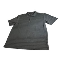 Greg Norman Polo Shirt Adult L Gray and Black Striped Golf Casual Button Up - $23.36