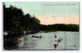 Canoes on Charles River Boston Massachusetts MA 1911 1907 DB Postcard P25 - £2.30 GBP