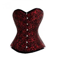 Red Black Brocade Gothic Steampunk Sexy Halloween Party Costume Overbust... - $79.99