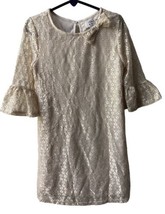 Crown &amp; Ivy Kids Party Dress Size 6 Girl’s Gold White  Bell Sleeves Shimmer - £10.16 GBP