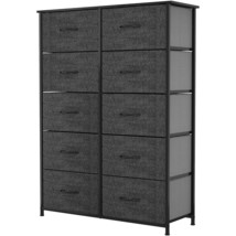 10 Drawers Dresser - Fabric Storage Tower Organizer Unit For Bedroom, Living Roo - £89.36 GBP