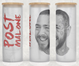 Frosted Glass Post Malone Music Legend Cup Mug Tumbler 25oz with lid and straw - £15.88 GBP