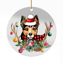 Cute Rat Terrier Dog Antlers Reindeer Christmas Ornament Acrylic Gift Tree Decor - £13.14 GBP