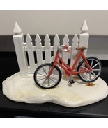 Lemax Christmas Village Figurine Red Bicycle Bike Leaning on White Wood ... - $11.76