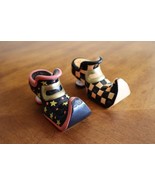 Salt &amp; Pepper Shakers Halloween Witch Shoes Boots Ceramic Set Check Star... - $266.54 MXN
