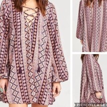 Show Me Your Mumu NWT  Boho Festival Peasant Lace Up Tunic Top Blouse Size S - £40.30 GBP