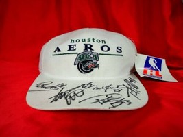 Nwt Vintage 90s Y2K Autographed White Houston Aeros Ahl Ihl Hockey Baseball Cap - £193.34 GBP