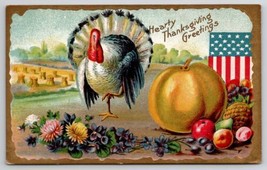 Patriotic Thanksgiving Turkey 1911 To Hechendon Rochester NY Postcard E37 - £5.98 GBP