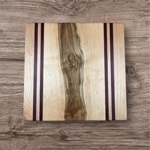 Handcrafted Cutting Board 12x12 Spalted Maple Purple Heart Sleek Modern ... - $828.12 MXN