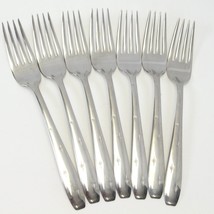 Wallace Bright Star Dinner Forks Glossy 7 1/4&quot; Stainless Lot of 7 - £76.83 GBP