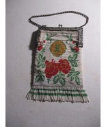 Antique early 1900s floral roses flower micro beaded Purse bag chain and... - $1,309.31 MXN