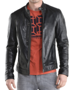 Mens Leather Jacket Stylish Genuine Lambskin Motorcycle Bomber Biker Jac... - $117.50