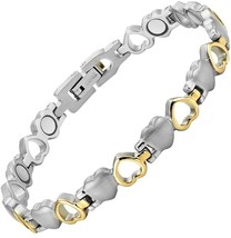 Womens Love Heart Titanium Magnetic Therapy Bracelet Adjustable By Willi... - £94.34 GBP