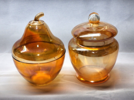 Vintage 40s Jeannette Carnival Glass Marigold Covered Dishes - Read Description - £27.40 GBP