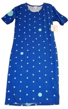 NWT LuLaRoe Julia Dress Knee Length Scoop Polka Dot Royal Blue Aqua Size... - £15.98 GBP