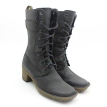 Dr Marten&#39;s Womens Black Leather Tall Lace Up Heeled Combat Boots 6.5 #1... - £59.34 GBP