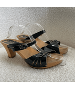 Vintage 70s Dr Scholl’s Black Patent Leather 3” Wooden Sole Toe Hugger H... - $67.45 CAD