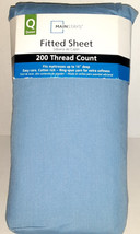 MAINSTAYS 200 Thread Count Fitted Blue Queen Sheet 60 W x 80 L Fits 14 Inch Deep - £10.12 GBP