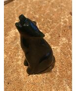 2&quot; Black Agate Polished Howling Wolf Figurine *Pre-Owned* DTC - $259.46 MXN