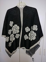 Howards Ladies Lovely BLACK/GRAY Sparkle Floral WRAP/SHAWL-NWT-$34-LIGHT Knit - £11.68 GBP