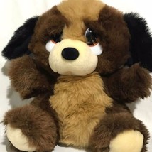 TB Trading Co Puppy Dog Plush Brown Tan Big Eyes 12” Vintage Rare HTF - £14.15 GBP