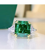 100% 925 Sterling Silver 10*10mm Emerald High Carbon Diamond Rings For W... - £115.83 GBP