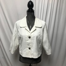 Liz and Co White Textured Stretch Blazer Womens Size Large Buttoned Shor... - $19.59