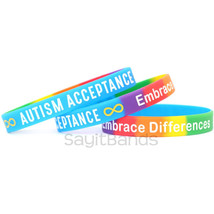 3 of Infinity Sign Autism Acceptance Colorful Silicone Wristband Bracelets - £7.64 GBP