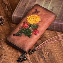 OYIXINGER Leather Wallet Women&#39;s Retro Wallets New Vintage Handmade Embossed Pur - £42.37 GBP