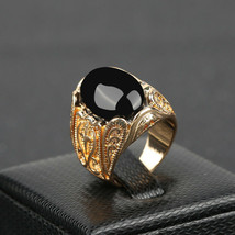 Round ONYX Bishop Cleric Cross Pope Christian Gold Plated Fleur De Lis 7-10 Ring - £12.01 GBP