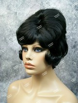 Adult Black 60s Beehive Wig 70s Housewife Groovy Mod GoGo Wedge Hairspray Retro - £19.48 GBP