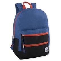 Trailmaker 17&#39;&#39; Multi Pocket Multicolor Backpack Adjustable Padded Straps BLUE - £11.98 GBP