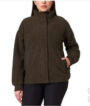 Mondetta Womens Jacket Brown Fleece Pockets Relaxed Fit Dropped Shoulders - $42.99