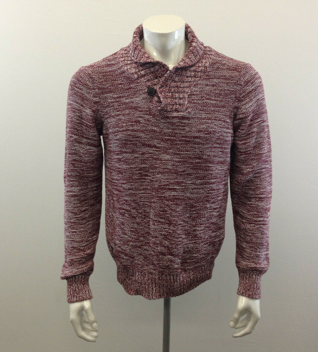 Buffalo David Bitton Men Large Cotton Knit Long Sleeve  Neck Red Sweater - $7.92