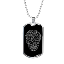 Calavera Mexican Sugar Skull 28 Necklace Stainless Steel or 18k Gold Dog Tag 24 - £37.92 GBP+