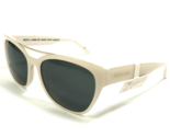 BCBGMAXAZRIA Sunglasses AMAZE IVORY LAMINATE Shiny Square with Green Lenses - £51.72 GBP