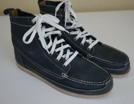 Lands End Canvas 1963 Navy Blue Leather Suede Boat Deck Boots Shoes Mens Size 9 - £31.14 GBP