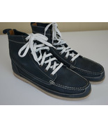 LANDS END CANVAS 1963 NAVY BLUE LEATHER SUEDE BOAT DECK BOOTS SHOES MENS... - $39.59