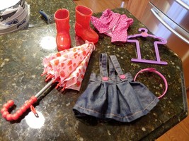 MY LIFE RAINY DAY PLAY SET 18&quot; DOLL RAIN BOOTS AND UMBRELLA CLOTHES - $34.14