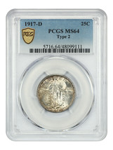1917-D 25C PCGS MS64 (Type 2) - £704.18 GBP