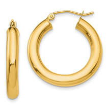 14k Polished 4mm Tube Hoop Earrings T950 - £271.64 GBP