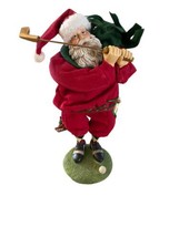 Vintage Christmas Handmade in China Santa Claus Golfer Figurine Doll 10.5&quot; - £8.77 GBP