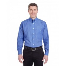 Ultra Club Men&#39;s Long Sleeve Button Down Dress Shirt Wrinkle Resistant Blue - $225.06 MXN