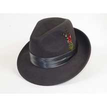 Men's Milani Wool Fedora Hat Soft Crushable Lined FD219 Charcoal Gray image 2
