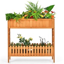 2 Tier Raised Garden Bed Elevated Fir Wood Planter Box - £163.40 GBP