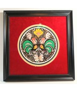 Sztuka Lowicka Large Polish Cut Paper Roosters Framed 19&quot; x 19&quot; c.1998, OBO - €75,05 EUR